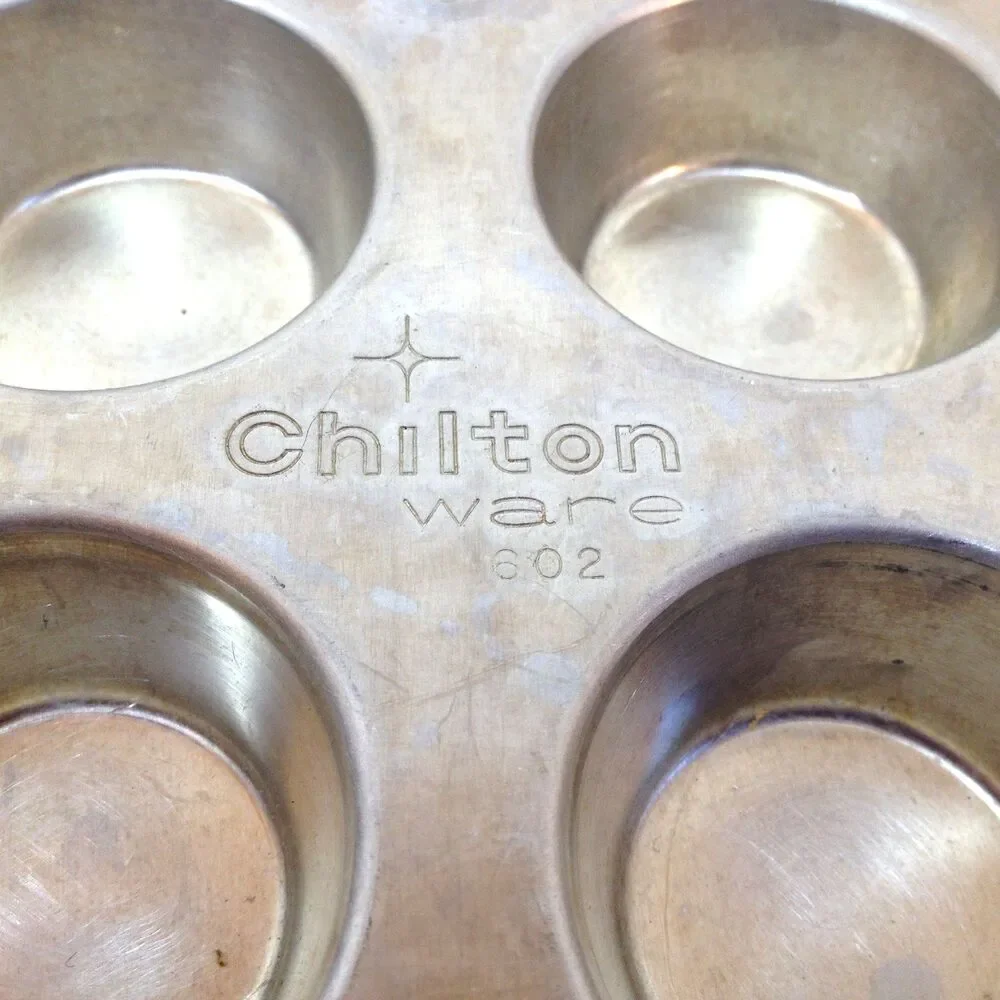 Vintage Chilton Ware Mini Muffin Pans Aluminum Cupcake 12 Holes 2